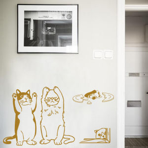 Adorable Cat Wall Stickers Glass Window Decals Coffee Milk Tea Shop Pet Store Decorative PVC Skin Modern Minimalist Style