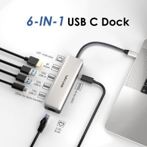 Wavlink 6-in-1 USB C dock USB C sang HDMI trạm nối với USB3.1-A 2x10Gbps USB3.1-C 10gbps 4K HDMI 100W PD trong 2.5g RJ45 thích hợp cho MacBook Pro/Air iPad Dell HP Lenovo ASUS Acer
