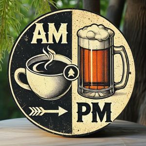 CIFbuy | Vintage Coffee Beer Metal Wall Art 20.32cm Aluminum Clock Sign for Home Kitchen Bar