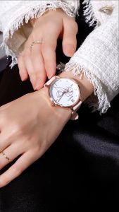 REBIRTH Jam Tangan Wanita Kupu-Kupu Jam Anti Air Panggilan Bunga Anggun Santai Tali Kulit Jam Tangan Cewek