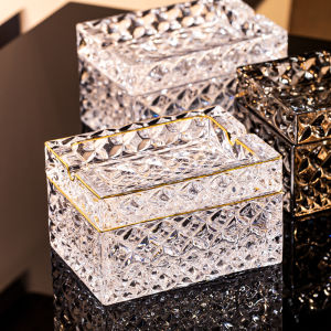 Modern Luxury Crystal Glass Ashtray Double Layer Office Personalized Cover Cigarette Box Dual Use Ashtray Creative Gift