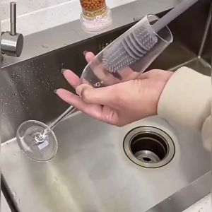 Multi Functional Silicone Long Handle Brush Wineglass Bottle Brush Kitchen Cleaning Tool Water Cup Cleaning Brushes