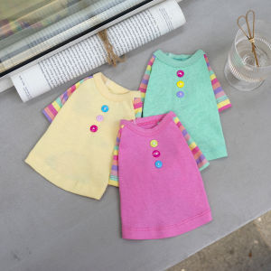 Rainbow Shoulder Insert T-Shirt for Small Dogs Teddy Schnauzer Spring Autumn Cotton Base Shirt Pet Clothing Floral Brand