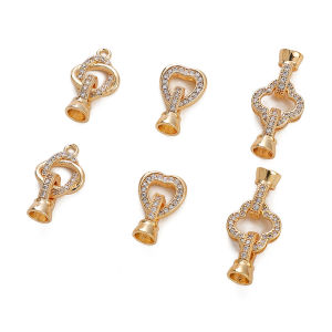 1pc 18K Gold Plated Copper Zircon Connector Clasp For Handmade Bracelet Necklace Earring Keychain DIY Craft Jewelry Making
