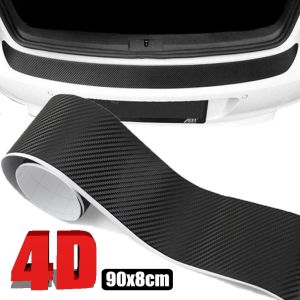 Universal Rear Trunk Guard Plate Sticker Car Rear Bumper Trim Anti-Kicked Scratch Protection Sticker Strip 4D Carbon Fiber Film