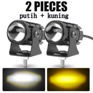 Lampu Led D2 Laser + Saklar DC Lampu Depan Led Lampu Tembak Motor Mobil 2 Warna Putih Kuning Universal Vario Mio Aerox Beat Nmax Pcx Scoopy Supra DLl