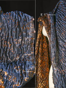 Blue Sky Flash Gold Texture Embroidery Creative Laser Plating Gold Coat Skirt Fabric Designer Clothing Material Chinese Style