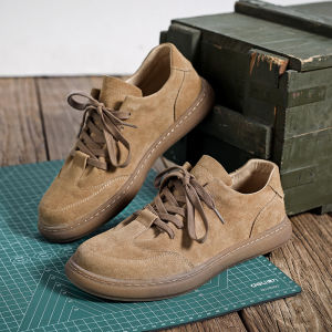 New 2025 Mens Casual Leather Shoes Soft Bottom Genuine Leather Sport Training Shoes Vintage Board Shoes Flip Flop Style