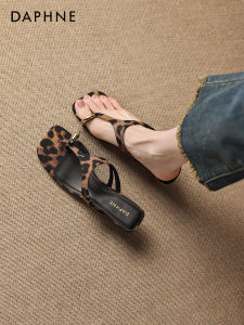 Daphne | Leopard Print Flip Flop Square Toe High Heels