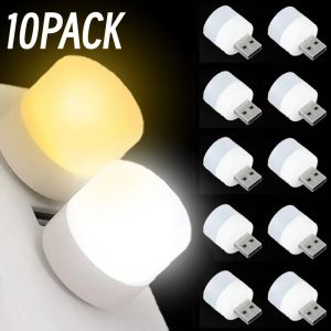 1-10Pcs Mini USB Night Light Warm White Eye Protection Book Reading Light USB Plug Computer Mobile Power Charging LED Night Lamp