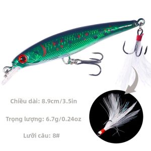 BILLINGS 1 Chiếc Mồi Câu Laser Tầm Xa 9cm 7g Có Lông Vũ Dành Cho Câu Cá Nước Mặn & Nước Ngọt Mồi Giả Cá Con Lấp Lánh Khi Bơi