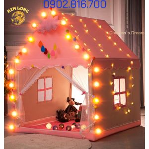 Lều công chúa có rèm chống muỗi hình lâu đài màu hồng màu xanh phong cách Hàn Quốc cho bé gái và bé trai