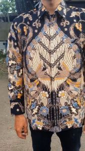 Kemeja Batik Cowok Premium Kasual Lengan Panjang Full Furing Motif Elegan Mewah Baju Atasan Pria Kerja Outfit Kondangan Terbaru - DRUPADI BATIK