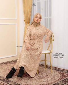 ARRAFI // TERLARIS √ Tunik dress hawayein motif rayon premium kancing depan tali pinggang adem di pake