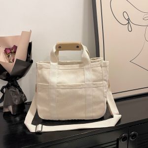 Korean Large-Capacity Multi-Compartment Portable Tote Bag Single Shoulder Crossbody Canvas Mommy Bag