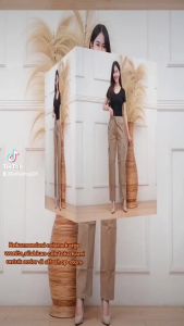 Celana Panjang Kargo Wanita Korean Highwaist Full Karet Kain Import Premium mocca hitam