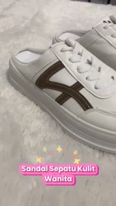 NEW ARRIVAL!! - (J) (COD)   Sepatu Sneakers Slop Kulit Wanita Import W6683 Sepatu Slop Wanita Kulit Import Sneaker Slop Kulit Kasual Wanita Kekinian Import (+Box)
