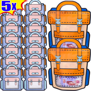 5Pcs Portable Cartoon Snack Bag School Bag Shape Candy Biscuit Sealed Handbag Children’s Day Birthday Party Creative Gift Bag