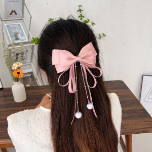 Hair Accessories for Women Ancient Style Han Chinese Clothing Elegant Tassel Streamer Super Fairy Mori Style All-Matching Girlish Back Head Horse Tail Bows