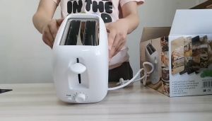 JAVIT เครื่องปิ้งขนมปัง 2 ช่อง ใช้ในครัวเรือน เครื่องทำอาหารเช้า 650W หกเกียร์ ช่องอบสองช่อง ที่ปิ้งขนมปัง