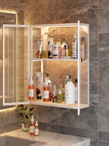 ACB LUCKY STAR Wall Mounted Kitchen Storage Cabinet 3 Tier Bathroom Storage Cabinet Organizer Metal Cabinet with Acrylic Doors for Bedroom Kitchen Living Room