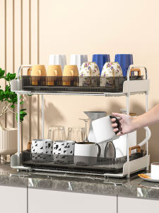 ตู้เก็บของสำหรับชั้นวางถ้วยกาแฟแบบมีระบายความชื้น ชั้นวางเครื่องดื่ม 2 ชั้น สำหรับใช้ในบ้าน ดูดซับความชื้น ทนทานต่อการสึกหรอ