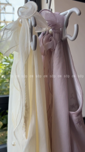 [SẴN LOẠI 1] Tơ gân thêu hoa nổi đính ngọc Full lót Áo cố yếm nơ vải mềm rũ màu Tím/ Kem nữ tính nhẹ nhàng tiểu thư FEIER TOP