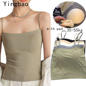 Yingbao Singlet Women with Chest bra pad Padded Ladies Seamless Girl Suspender Casual Plain Sleeveless Camisole Top