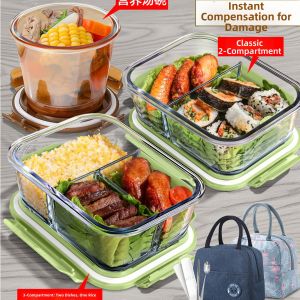 Compartmentalized Microwave-safe Glass Lunch Box