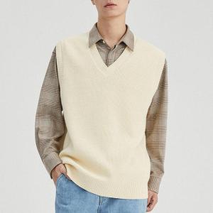 Mens Knitted Vest V-Neck Sleeveless Sweater Pure Color Fashion Urban Style Autumn Winter New Arrival Versatile Standard Fit