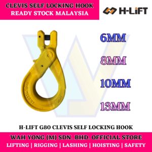 H-LIFT G80 CLEVIS SELF LOCKING HOOK / LATCHLOK HOOK (6MM - 13MM)
