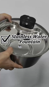 7L Stainless Steel Pet water Fountain 5000mAh Battery Intelligent Cat Water Fountain for Cat Dog Water Dispenser Automatic Wireless Sensor Rechargeable Cat Water Fountain