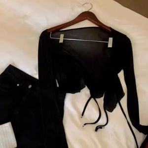 LUOFEN | Modal Ice Silk Short Lightweight Womens Open Cardigan Sun Protection Outerwear V-Neck Long Sleeve Thin Version Summer New