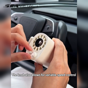 SEAMETAL Car Portable Mini Clip Fan USB Rechargeable 1800mAh 100 Speed 360° Rotation LED Display