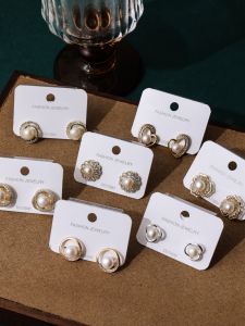 S925 Silver Pearl Stud Earrings Simple Tea Rose Design Womens Fashion Jewelry Diamond Embedding Freshwater Pearl Ear Jewelry