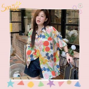 LHMonday มาใหม่ เสื้อเชิ้ตเเฟชันผู้หญิง ลายดอกไม้ สีสันสดใส ผ้านิ่มเบาสบาย งานดีมินิมอล ไม่ซื้อตอนนี้ถือว่าพลาดมากเเก ราคาถูก  งานเบาสบายเเบบนี้รีบไปจัดเลย