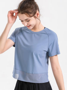 Yeon-yeon Womens Fitness Top Short Sleeve Nylon Loose Type Yoga and Fitness Equipment Training Shirt Quick Dry Fashion