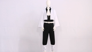 Demon Slayer Sanemi Shinazugawa Cosplay Costume Wind Hashira Uniform Full Set with Wig for Halloween Role‑Play