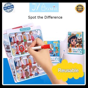 Children Puzzle Reusable Find the Mistake Spot the Difference Book Activity For Kids Buku Cari Objek Mainan Kanak Kanak