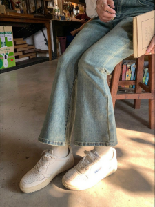 Quần jeans nữ imimtuan ống loe cạp cao tôn dáng thon gọn phong cách Hàn Quốc