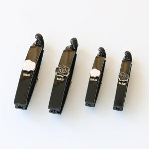 Japanese Korean Elegant Large and Small Sizes Classic Style Black Flower Anti-Slip and Anti-Drop Vertical Clip Banana Clip Ponytail Hair Clip