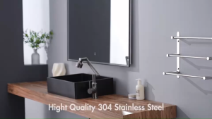 Bath Towel Rack Stainless Steel Wall Mounted Towel Holder with Hooks Towel Rail 2-Tier