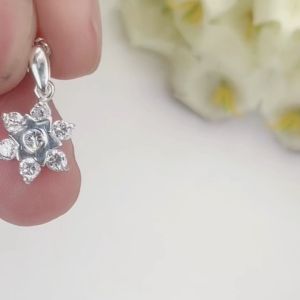 SilverWholesale #PH124 Sterling Silver 925 CZ Star Pendant Necklaces (Rantai Silver) Fine Silver Jewelry