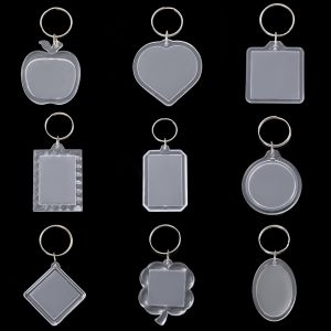 5pcs Acrylic Photo Frame Keychain Holder Photo Picture Insert Blank Keyring with Split Ringfor DIY Craft Jewelry Making