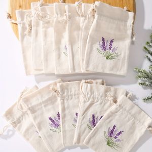 VIKAMA 10pcs Lavender Gift Bag Wedding Christmas Candy Gift Bag Storage Drawstring Pocket Party Supplies