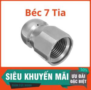 Béc Thông Tắc Cống 7 Tia - Béc inox Ren 14mm ( 1 Tia Phá - 6 Tia Đẩy )