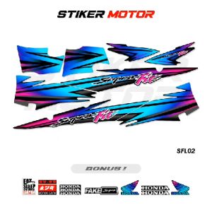 SFL02 STRIPING STIKER SUPRA FIT LAMA LIS VARIASI GRAFIS WARNA RAINBOW COLOR STICKER DECAL HONDA WAVE 100 SUPRA OLD 2002 2003 2004 2005