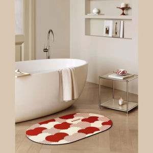 VIKAMA American Vintage Floral Bathroom Rug Floral Oval Absorbent Non Slip Doormat Home Decor Refreshing Floor Mat