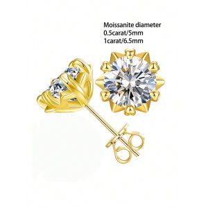 A pair of 925 sterling silver moissanite snowflake earrings for men women and couples.