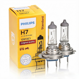 Philips | Philips Vision H7 12V 55W PX26d Original Car Halogen Headlight 3200K Standard Auto Replace Genuine Bulb 12972C1